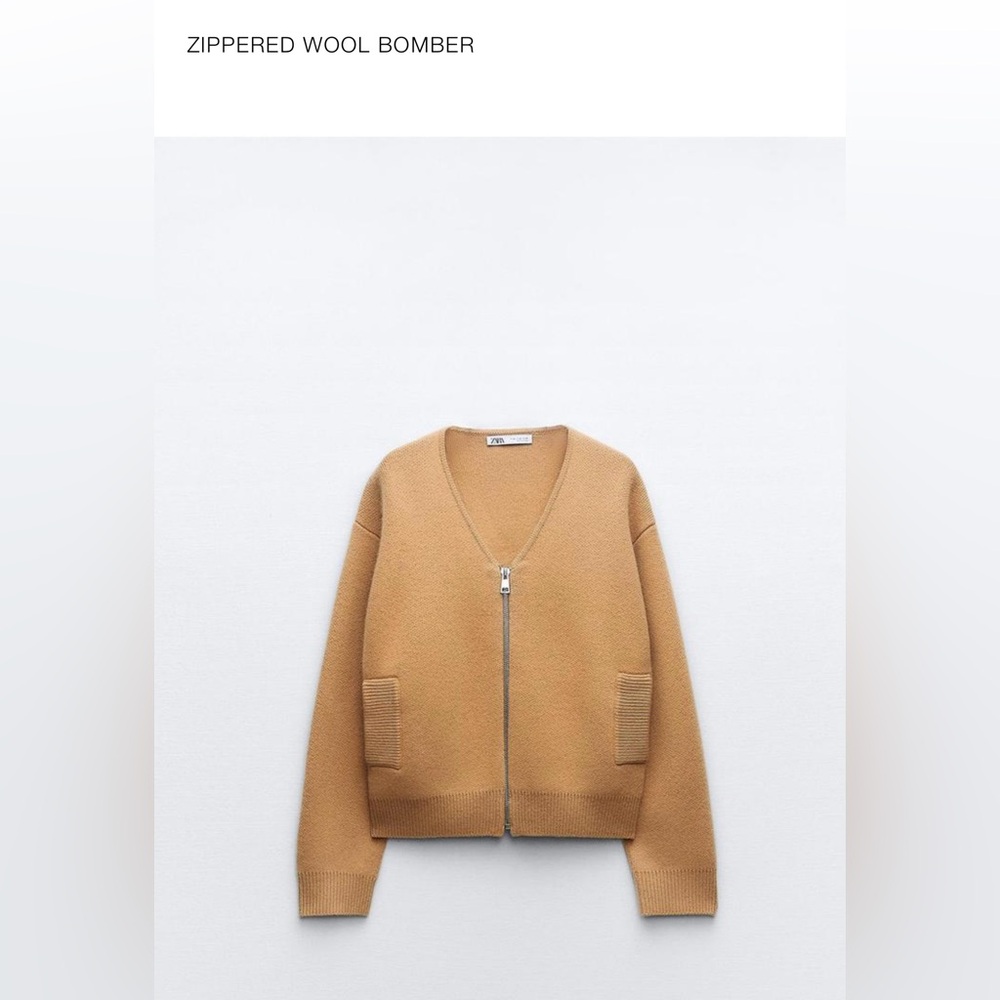 ZARA Zippered Wool Bomber NWT Color Taupe Brown